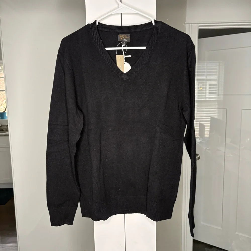 NWT J. Crew Cashmere V-neck Sweater Black